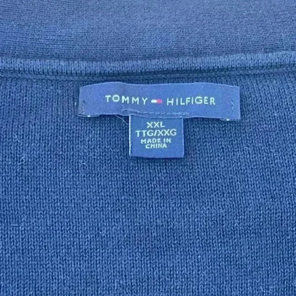 Tommy Hilfiger Mens XXL Classic Navy Blue Long Sleeve V Neck Pull Over Sweater - Picture 4 of 8